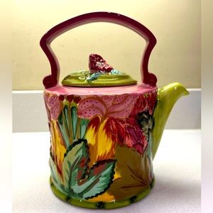 Tracy Porter Citrine Collection Hand Painted Floral Teapot